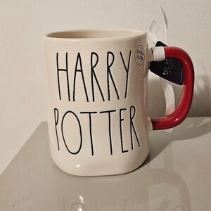 Rae Dunn White and Red Ceramic Mug for Dining